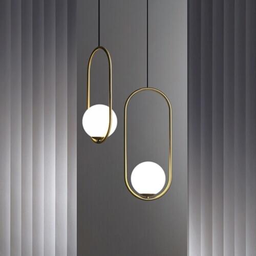 Nordic restaurant Pendant Light white glass ball Gold bedroom bedside lamp dining room Kitchen cafe bar suspension luminaire