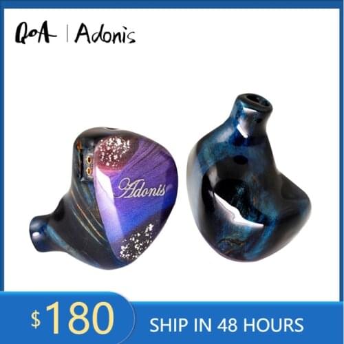 QOA Adonis CNC Resin Wooden Shell In Ear Monitor 10mm DD+2BA Hybrid Driver Unit HIFI Earbud with Detach 2pin Cable DJ Stage IEM