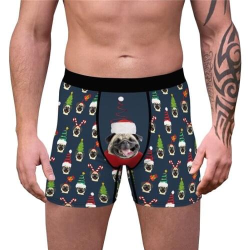 Boxershorts Men Funny Boxers Humorous Underwear Male Breathable Panties Underpants 3D Christmas Dog Print Novelty Boxer Shorts