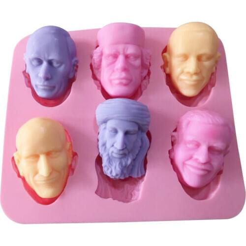 6Cavity Man head Silicone Soap Mold Fondant Cake Mold Resin Gypsum Chocolate Candle Mold Silicone Baking Tools Kitchen Decorati