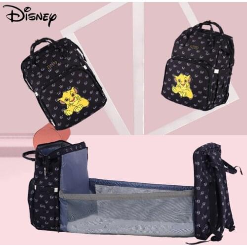 Disney Baby Diaper Bag Backpack Mother Maternity Organizer Outing Folding Crib Bed Insulation Bags Portable Baby Bags with Hooks