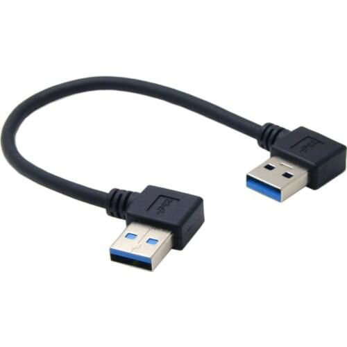 USB 3.0 Type A Male 90 Degree Left Angled to USB 3.0 A Type Right Angled Extension Cable 0.2m/20cm