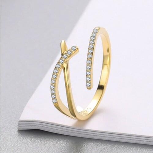 VENTFILLE 925 Sterling Silver Rings for WomenElegant micro diamond cross open ring Party Jewelry Gifts
