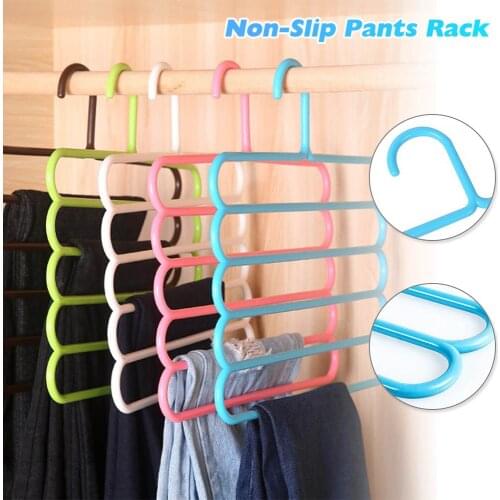 Pants Hangers Holders Multifunction Trousers Hanger Storage Rack clothes hanger Tie Scarfs Belt Towel Non-slip Magic Hanger 1PC