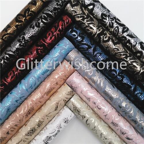 Glitterwishcome 21X29CM A4 Size Vinyl For Bows Flowers Printed Faux Fabric, Synthetic Leather Sheets for Bows, GM544A