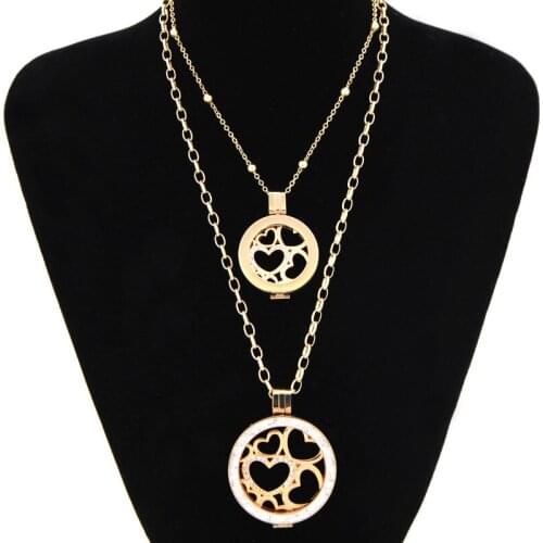 Vinnie Design Jewelry Sparkling Hearts Coin Pendant Necklace include 2pcs Link Chains and My Coin Holder