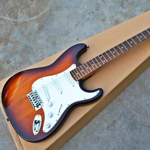 High quality FDST-1020 3TS color solid body with white pickguard rosewood fretboard electric guitar, Free shipping