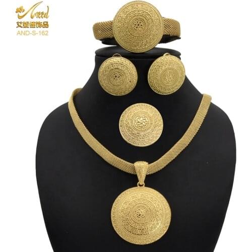 Womens Gold Jewelery Ethiopian Jewelery Set Dubai Bridal Jewelry Sets Wedding 24k Necklaces Eritrean Arabic