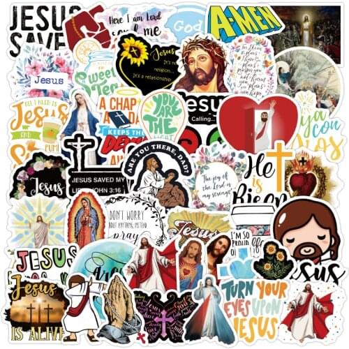 10/30/50PCS Jesus Christians Saying Phrases Stickers Car Motorcycle Travel Luggage Guitar Waterproof Graffiti Cartoon Sticker
