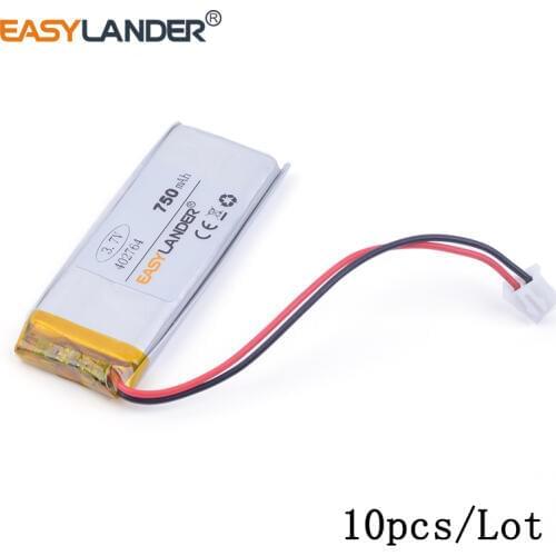 10pcs/Lot 3.7v lithium Li ion polymer rechargeable battery XHR-2P 2.54 750mAh 402764 monitor interphone toys 042764