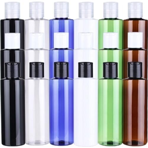 100ML 50pcs Transparent Black Disc Top Cap Bottles Makeup Empty Travel Plastic Round Bottles For Liquid Lotion Cream Shampoo