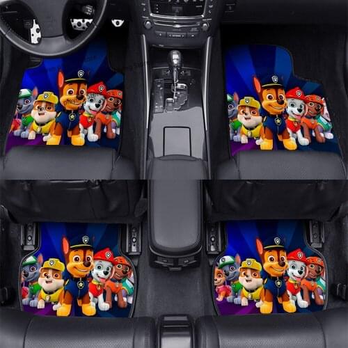 4pcs Paw Patrol Car Floor Mats Non-slip Floor Mats Universal Easy-to-clean Front and Rear Car Mats Cartoon Car Interior Supplies