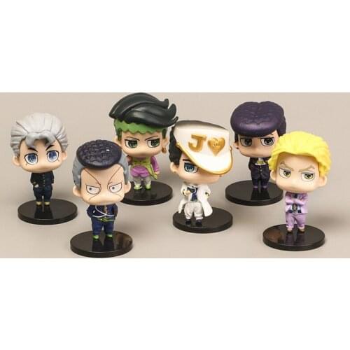 Anime JoJos Bizarre Adventure Giorno Giovanna Bruno Bucciarati Mista Cute Standing PVC Action Figure Desk Model Toy Gift 6Pcs