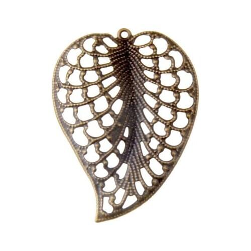 Free shipping 5Pcs Antique Bronze Filigree Leaf Pendants/ Connectors Metal Crafts Gift Decoration DIY Findings 5.5x4cm F0437