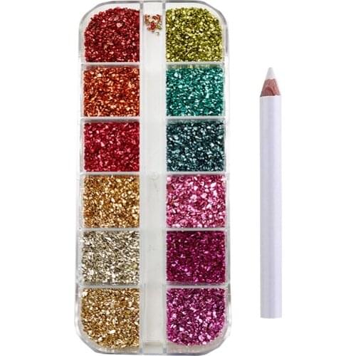 Crushed Stone Glass Mix Color Irregular Stone Artificial Crystal 12/24 Grids Box Mix Color Crystal For DIY Crafts Resin Glue Nai