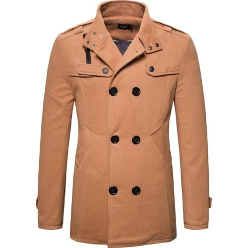 HCXY brand mens woolen windbreaker autumn and winter new British trench for men mid-length casual long jacket male