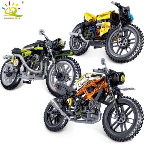 HUIQIBAO TOYS Speed Champions Off Road Motorcycle Model Building Block City Creative Car DIY Racing Motorbike Brick For Children