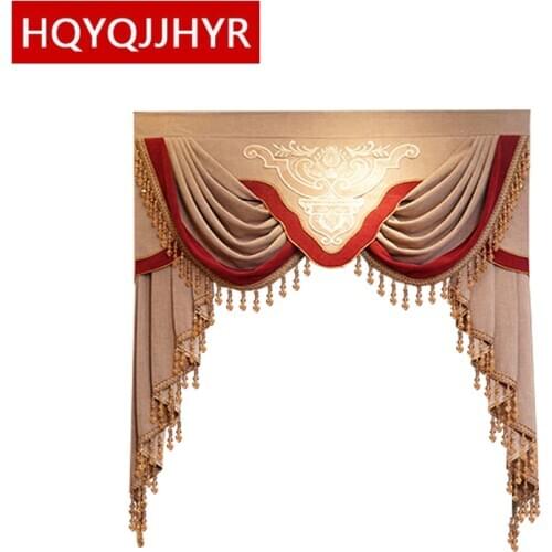 Customized high-end luxury Valance for villa apartment hotel living room bedroom window curtain top size can be customized