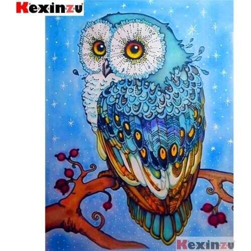 Full Square/Round 5d Diamond Painting-Blue owl-3d Embroidery Cross Stitch Diamond Mosaic Full Picture Of Rhinestone Decor Y12119