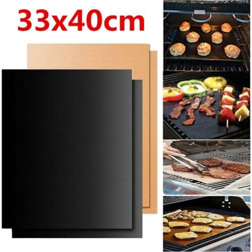 2pcs BBQ Grill Mat Barbecue outdoor Baking Non-stick Pad Reusable Cooking Plate 40 * 33cm For Party PTFE Grill Mat Tools New