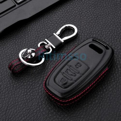 Leather Car Key Case Cover for Audi A1 A3 A4 A5 A6 A7 A8 Q5 Q7 S5 S7 RS Allroad Keyless Entry Fob Accessories