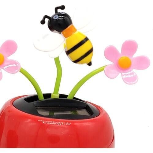 Creative Car Ornament Solar Powered Swing Dancing Flower Bee Toy Home Car Ornament Decoration Gifts Pendant