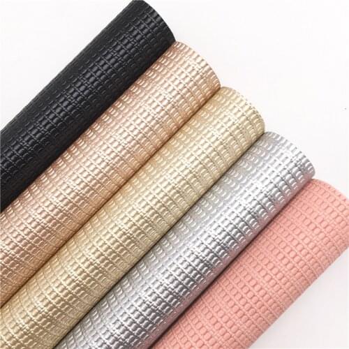 LEOsyntheticoDIY Weav Embossed Synthetic Faux Leather Fabric Gold Silver Vinil Leather Sheets For DIY Bows 21X29CM R080