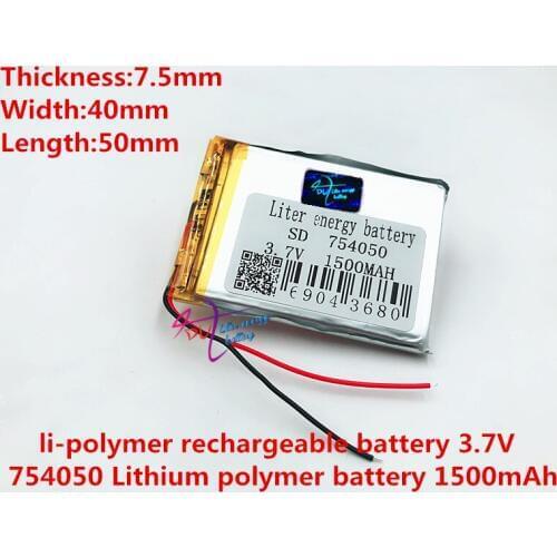 Li-po 3.7V,1500mAH 754050 polymer lithium ion / Li-ion battery for dvr,GPS,mp3,mp4,cell phone,speaker
