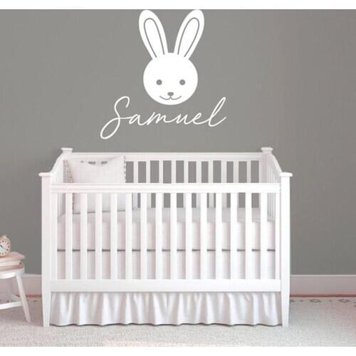 Makeyes Rabbit Wall Stickers Custom Name Baby Kids Bedroom Wall Decor Vinyl Love Decoration Girls Rooms Decor Wall Sticker Q235