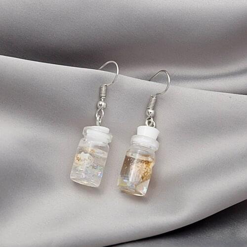 ZiccoWong Fashion Ocean Wish Bottle Long Drop Earring Resin Glass Bottle Sea Snail Long Dangle Earring For Women Party Jewelry