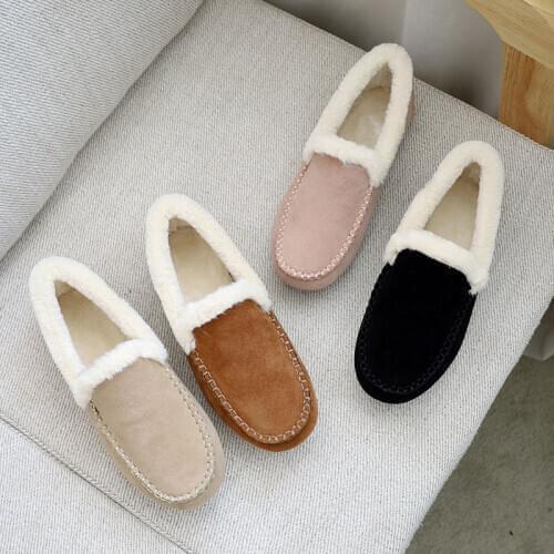 Women Winter Flats Shoes Ladies Casual Moccasin Warm Plush Female Fashion Non Slip Flock Loafers New Female Footwear
