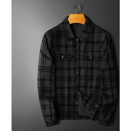 2021 Spring and Autumn Mens Lapel Jacket Lightweight Western Mens Casual Plaid Slim Trendy Jacket