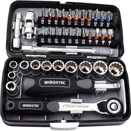 High quality 38PCS Mini ratchet wrench set 1/4 socket screwdriver head hex trox slot bit bike Repair handle tools S2 material