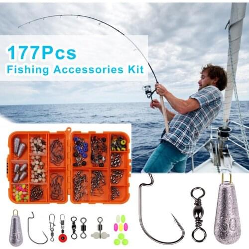 177Pcs Practical Fishing Tackle Kit Fine Workmanship Multifunction Large Capacity Rust Resistant Fishing Accessories Box Set