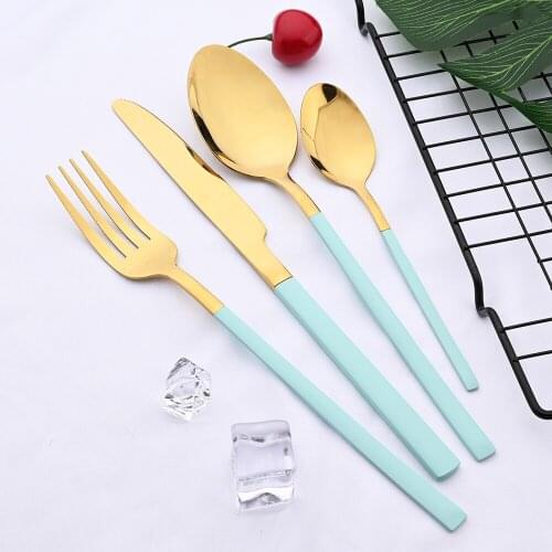 Gold Mirror Dinnerware Cutlery Set Stainless Steel 1/2/4 Set Tableware Set Home Knife Fork Coffee Spoon Flatware Silverware Set