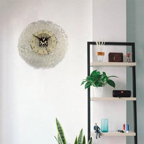 M68E Art Crafts Muslim Ramadan Wall Clock Gold Surah Al Ikhlas Decorative Islamic Calligraphy Ramadan Islamic Clock Acrylic