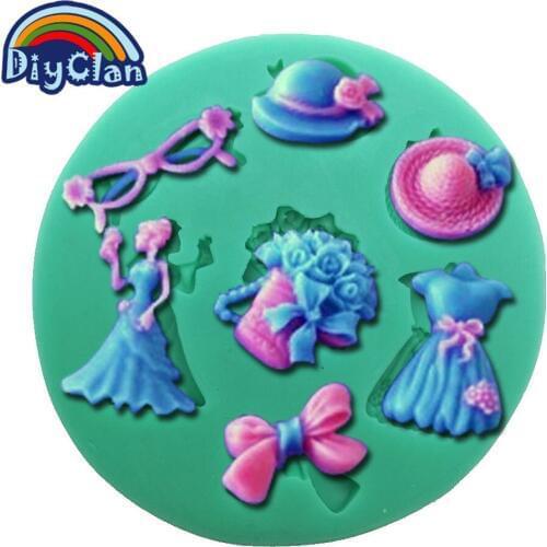 New Clothes dress hat flower glasses fondant molds cake decorating tool chocolate mold cake tools kitchen baking F0169QZ30