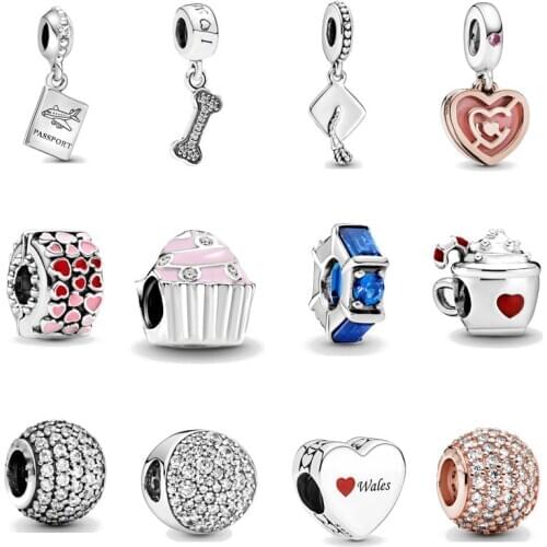 2021 NEW dog bone Graduation Cap Pink dangle diy Bead fit original Pandora charms silver 925 Bracelet for women fashion jewelry