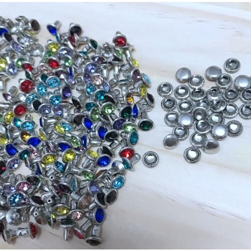 New Coming DIY 100PCS 4MM Random Mixed CZ+++ Hardware Rivets Orange Crystal Rivets Leather Craft Punk Studs Fit For DIY Making