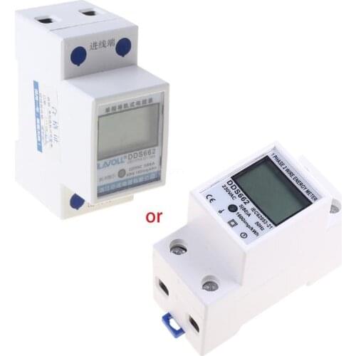 OOTDTY LCD Digital Display Single Phase Power Consumption Meter Energy Meter Watt Wattmeter kWh 230V AC 50Hz Din Rail