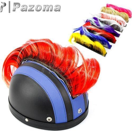 Punk Helmet Wig Hair Universal Motorcycle Helmet Mohawks Wig For Outdoor Riding Cosplay Party Street Bikes Snowmobile ATV Bike
