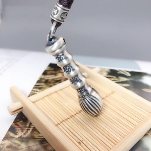 999Sterling silver list title transfer pen retro men and women brush pendant free shipping