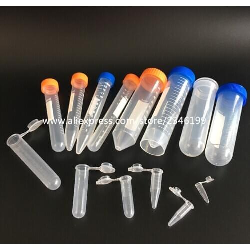 5ML 7ML 10ML 15ML 20ML Plastic Centrifuge Tube Labware Test Tube Pointed Head Round Bottom EP Tube PCR Tube, 100 Pieces/Pack
