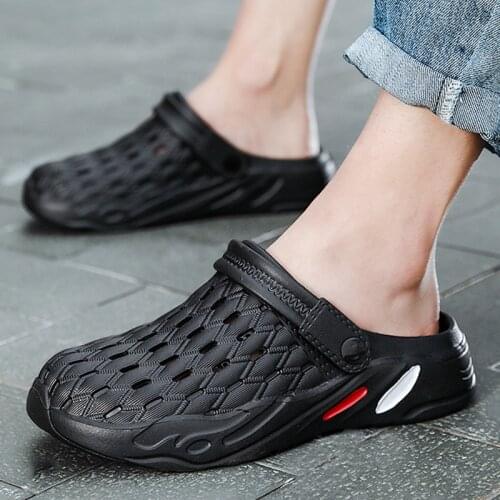 Plus Size 47 Mens Summer Sandals Outdoor Netting Slides Ankle-Wrap Breathable Holes Beach Slippers Zapatos Sandalia Plataforma