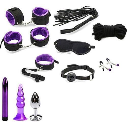 Plush Handcuffs Restraints Bondage Condom Dildo Choker Couples Sex Tool Set sex Toys Couple Flirting