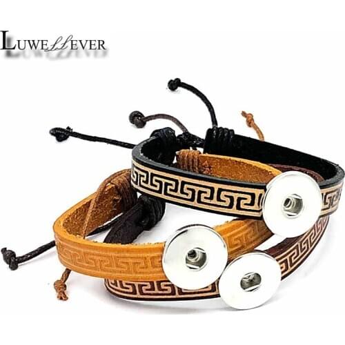Adjustable Really 299 Genuine Leather Hand Made Fit 18mm Snap Button Bracelet Bangle Interchangeable Charm Jewelry Women Gift