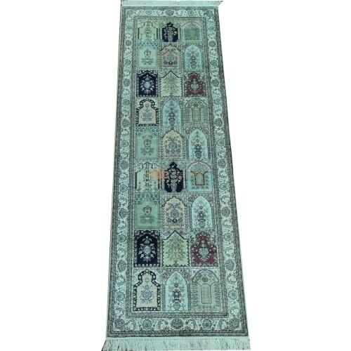 Seeykeep™ 2.5x8ft Pure Silk Handknotted Decorative Compartment Design Renowned As Garden Pattern Runner Rug-SK3036154