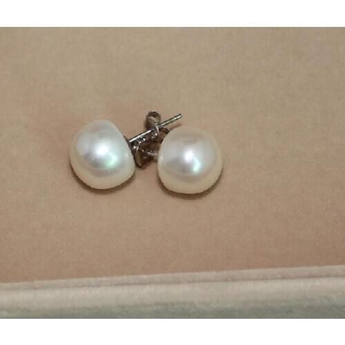 11-12mm Super Big Size Natural Pearl Earrings Cultured Wedding Bridal Earrings Fresh Water Fashion Jewelry