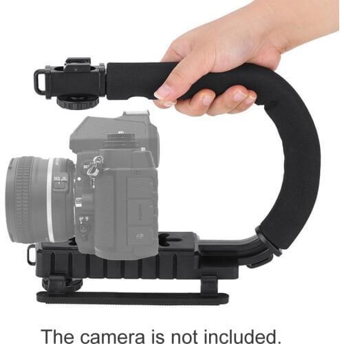Black Photography Super Grip Camera Stabilizer Handle Holder DSLR LED Lamp Tripod Mount for Photo Video Lamp Lighting