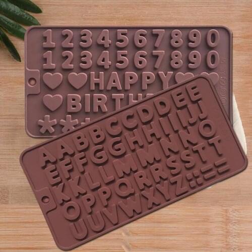 Silicone Letter Mold And Number Chocolate Cake Tools Molds With Happy Birthday Cake Decorations Symbols Bakeware Tools 2